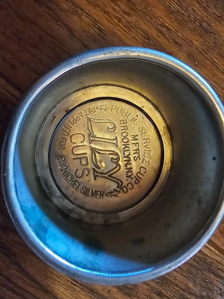 2 Antique Nickel Silver Lily Cup Holders