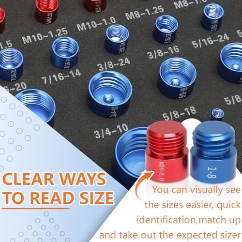 Nut and Bolt Thread Checker, Practical Thread Checker Box, 44pcs Male/Female