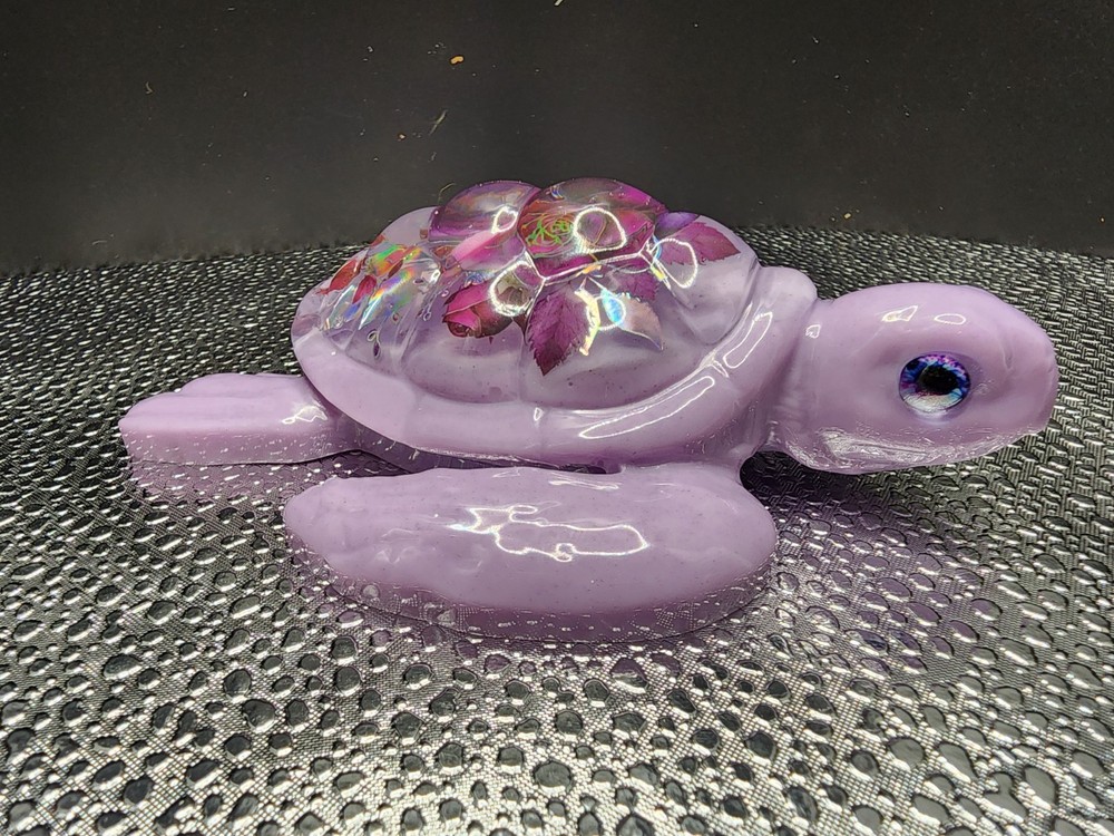 Handmade Rose Shelled Turtle Made From Epoxy Resin