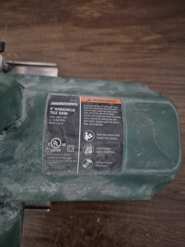 Masterforce 4" Handheld Tile Saw Model 709-3951