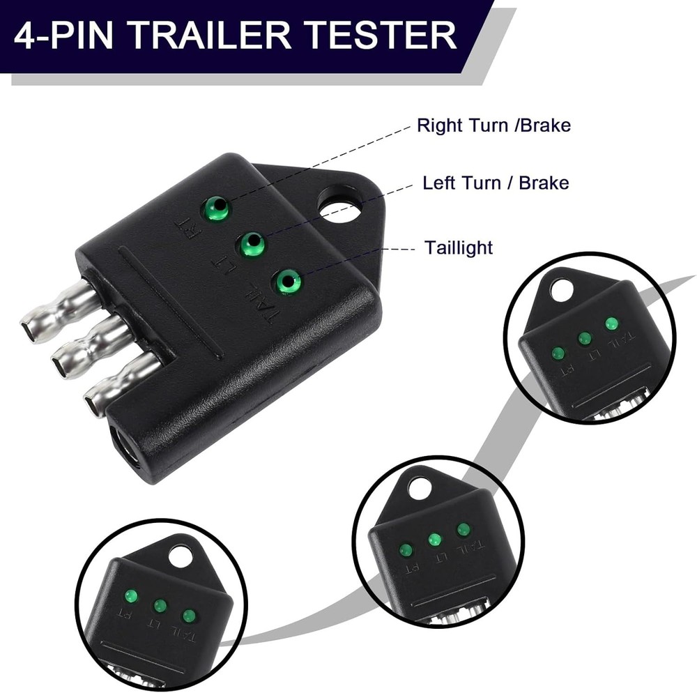 Weather-Resistant 4 Pin Trailer Tester - Ensures Optimal Light Functionality