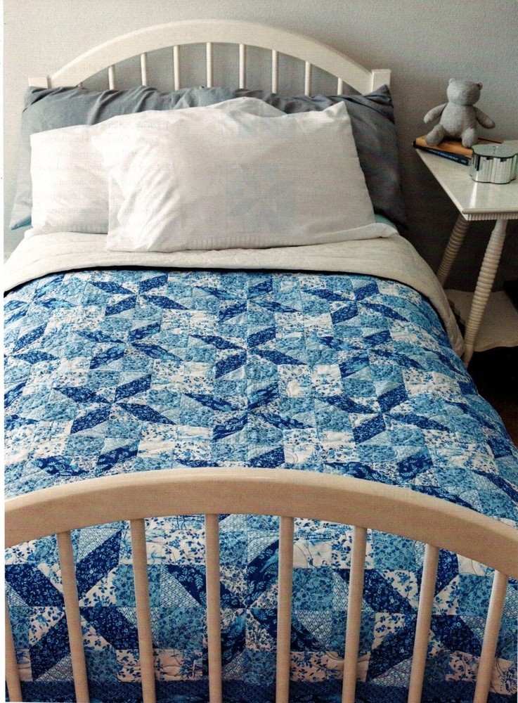 Vivid Blue Quilt Pattern Pieced MG