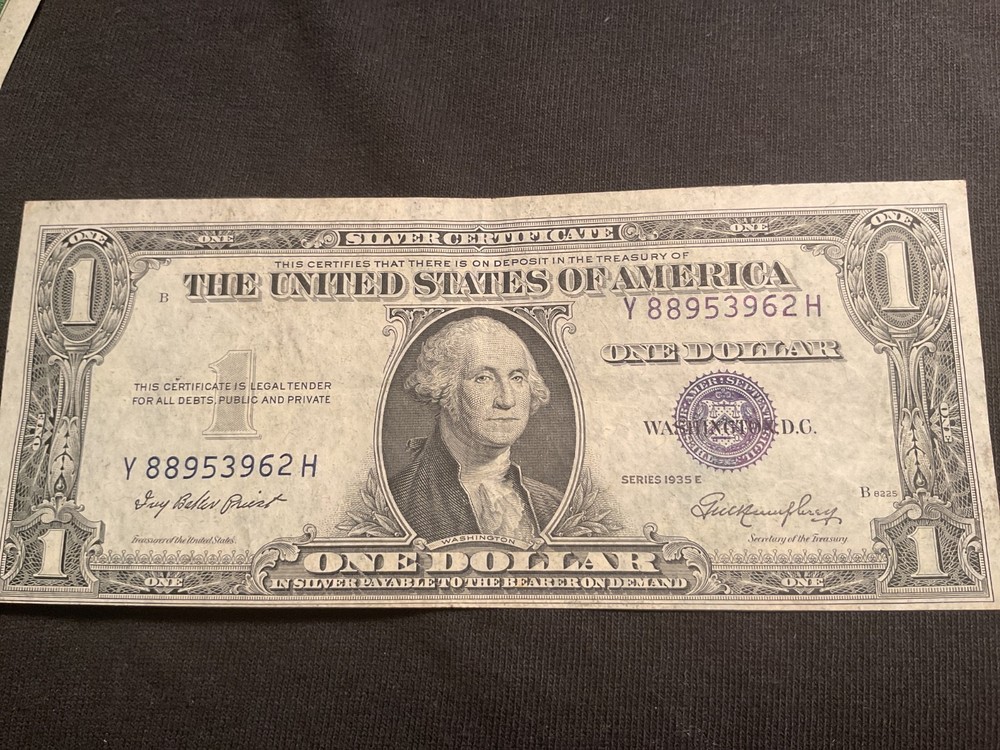 Error -3- 1935-Series E- Dollar Bills- Circulated. All different cuts.