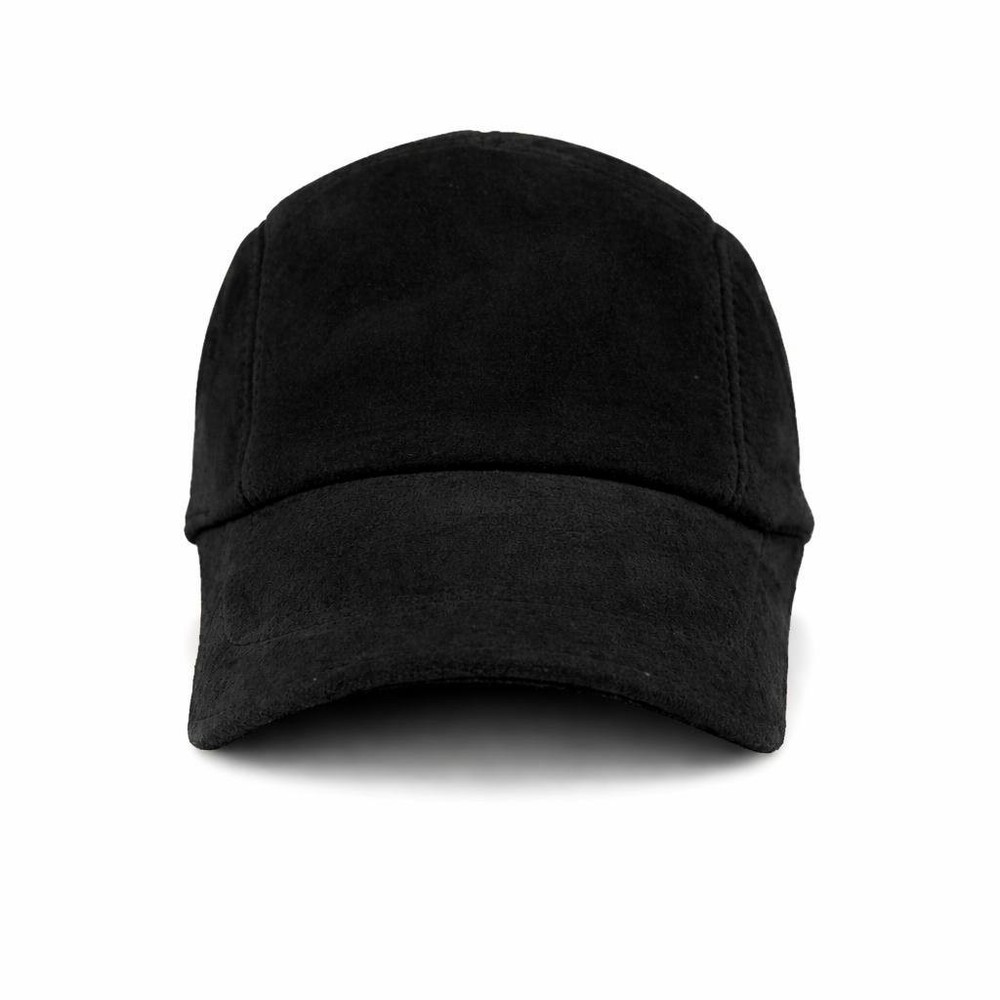 Black Genuine Leather Suede Baseball Cap Adjustable Dad Hat