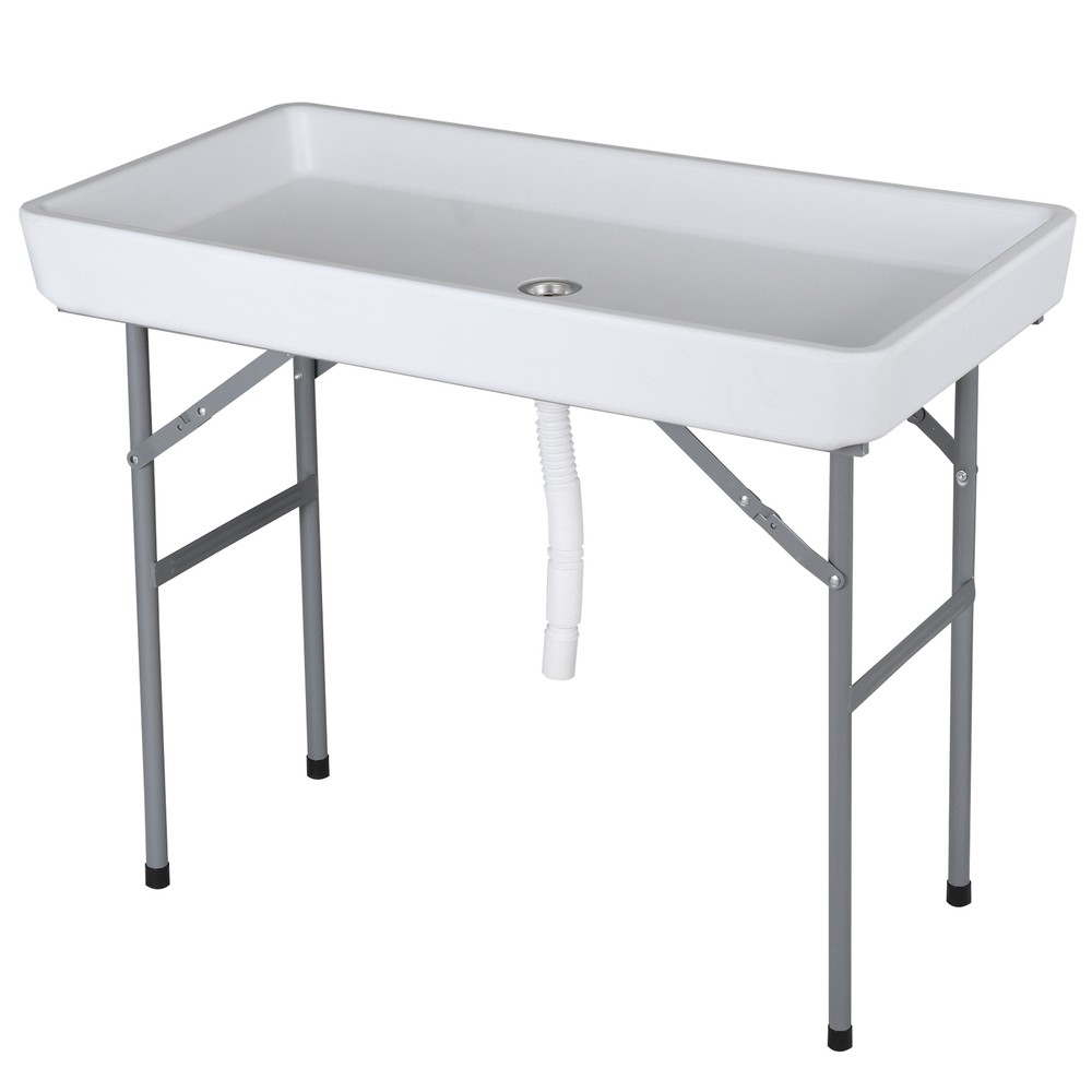 Foldable Party Ice Bin Table with Edge & Skirt Portable Folding Tailgating Table