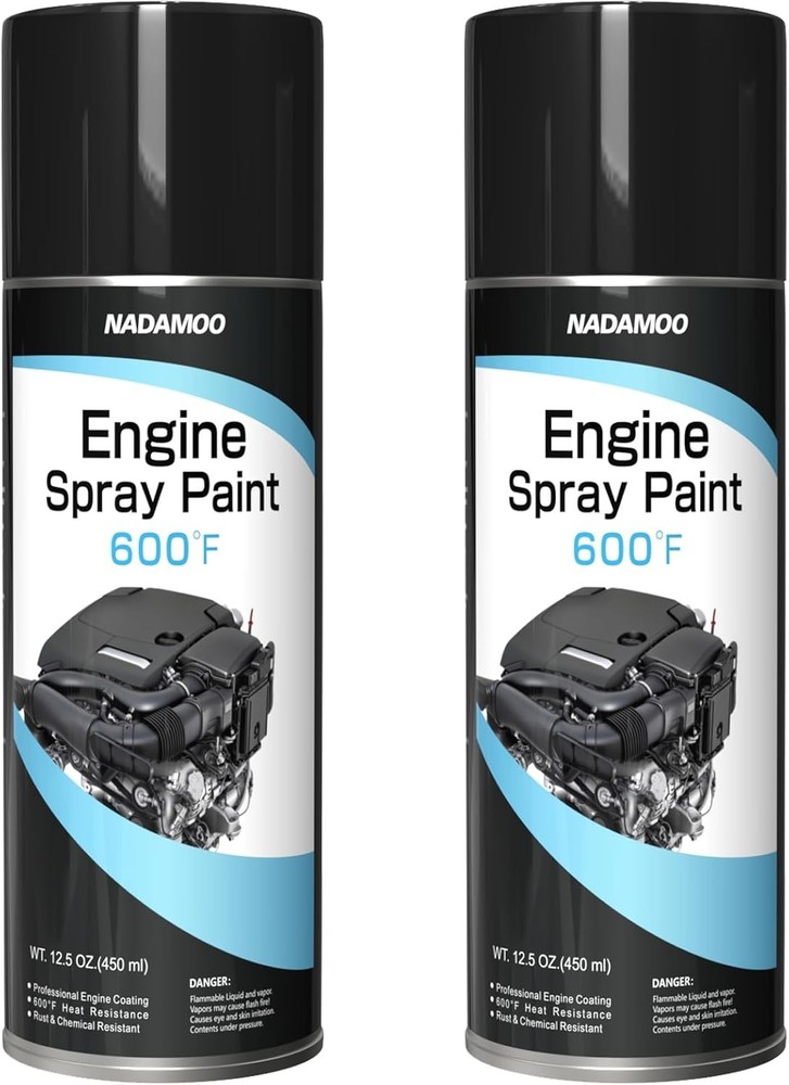 High Heat Engine Spray Paint - High Temperature Resistant Matte Black Finish, 2