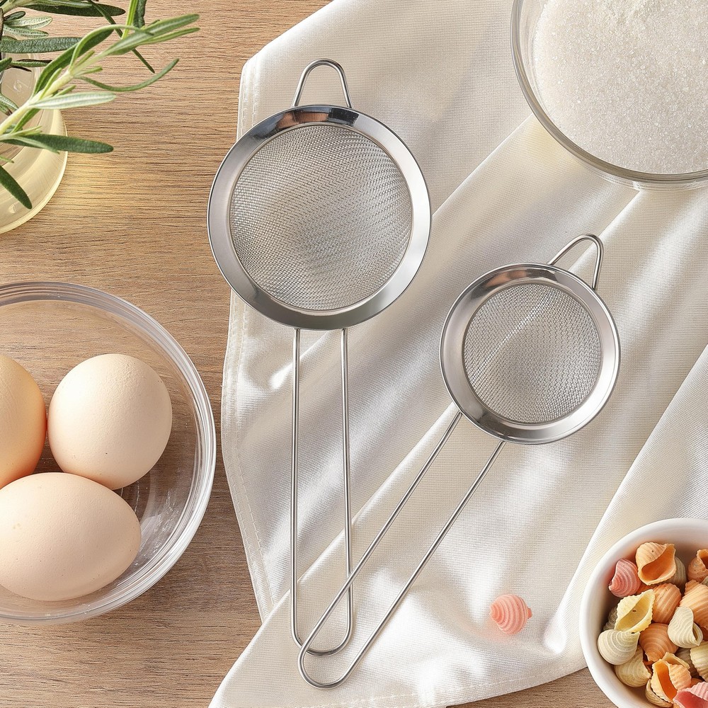 2 Pack Fine Mesh Strainers, Mini Stainless Steel Strainer with Small, Sliver