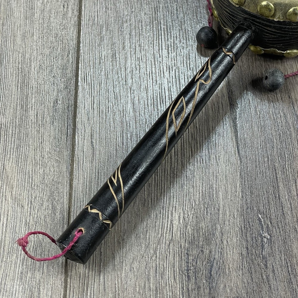 Vintage Double Sided Beggar Drum Handmade Hand Carved 10” Size Working Function