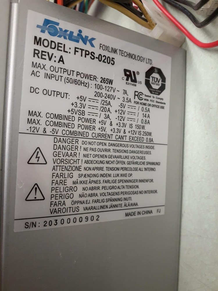 FOXLINK FTPS-0205 REV A Power Supply 265W