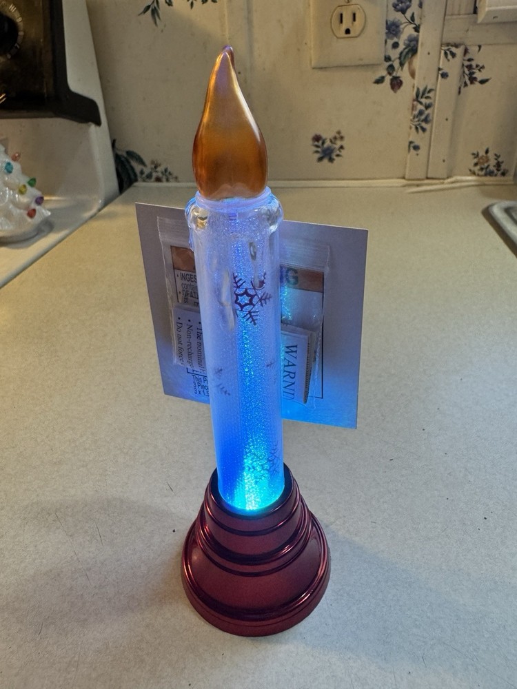 Plastic LED Lighted Blinking Candle Red Base NEW