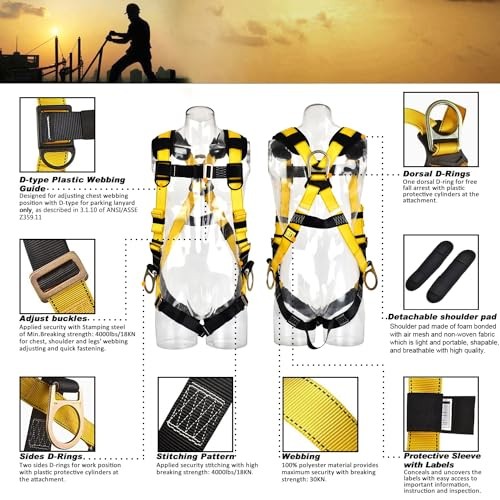 3D-Ring Industrial Fall Protection Safety Harness Basic(5-point Harness)
