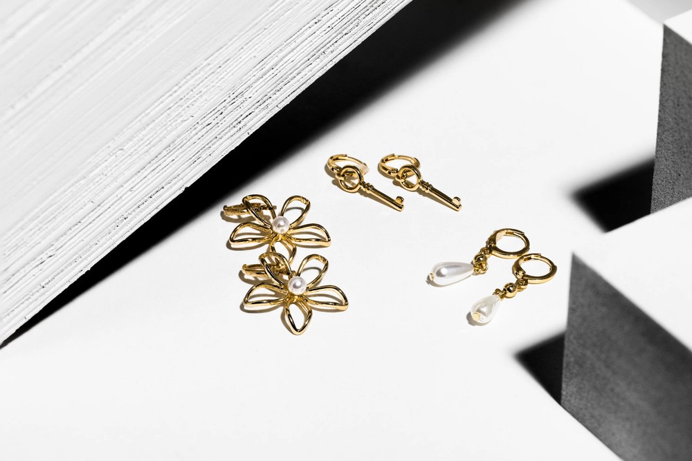 Trio Pearl Flower Earring Set