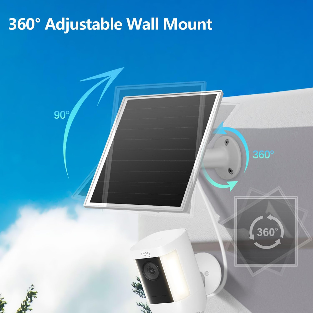 6W Solar Panel for Ring Camera, Solar Charger Compatible with Ring Spotlight/Sti