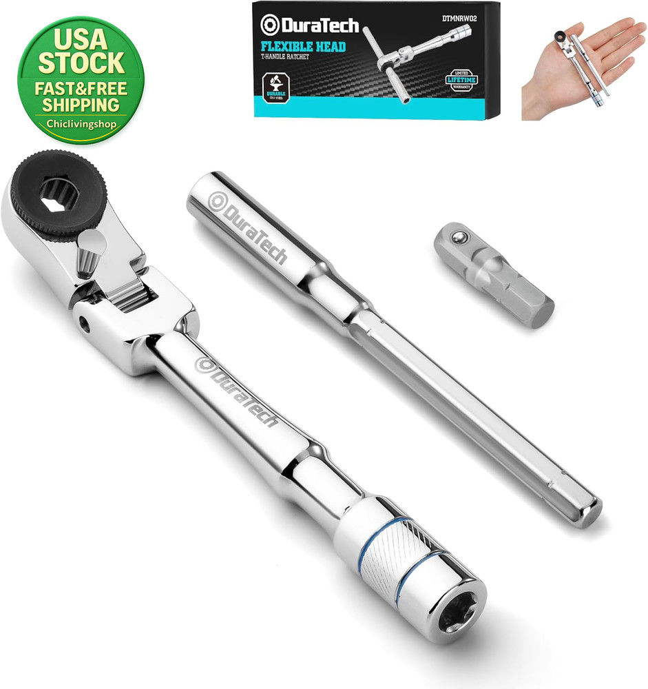 1 4 Flex Head T-Handle Ratchet Mini Wrench with Bit Extension Set