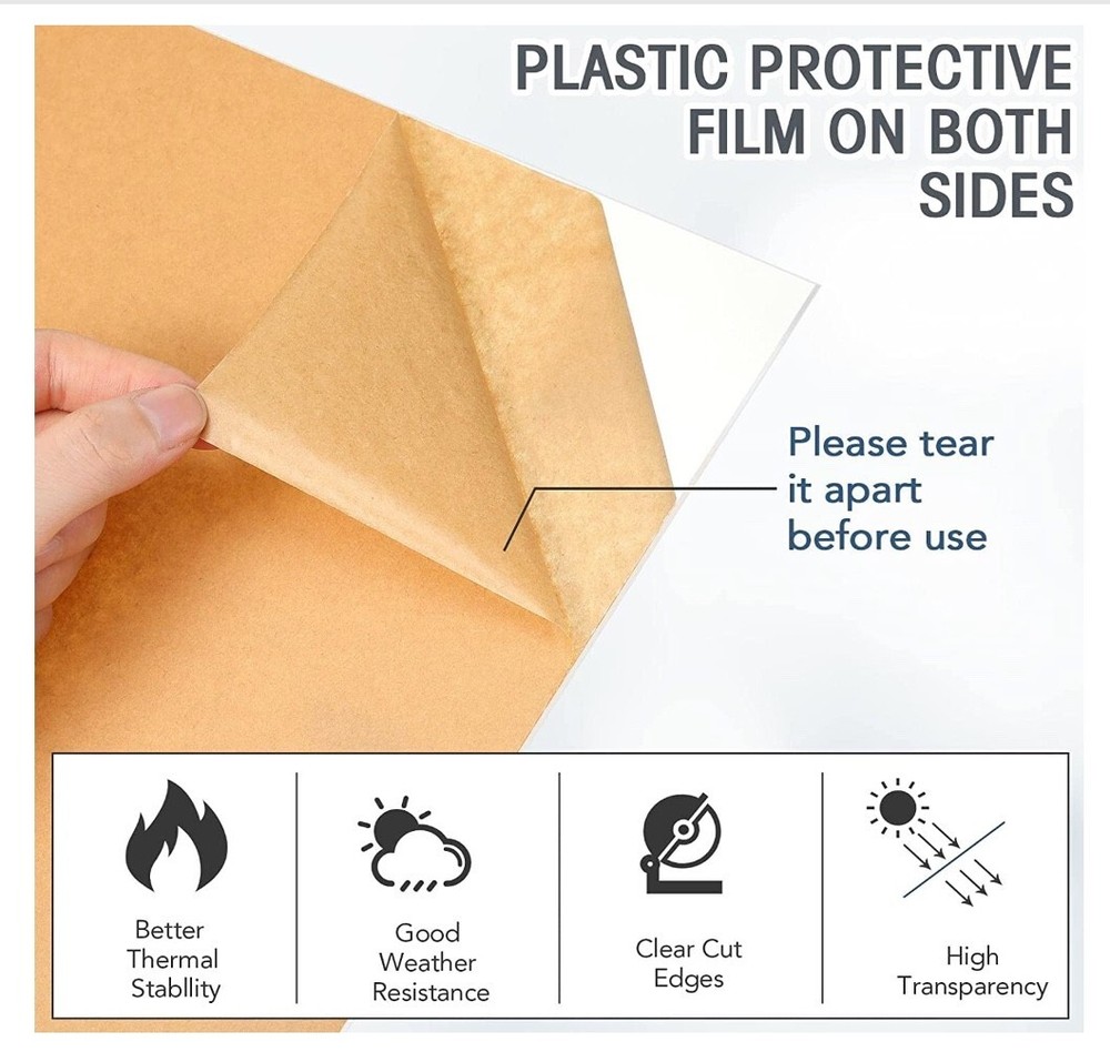 Clear Acrylic Plexiglass Plastic Sheet 1/8" x 24" x 48”