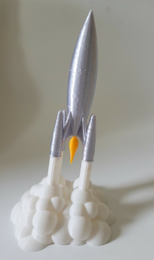 3D Printed Rocket Model, Scifi Space Rocket, Aerospace & Science Decor  7.6"