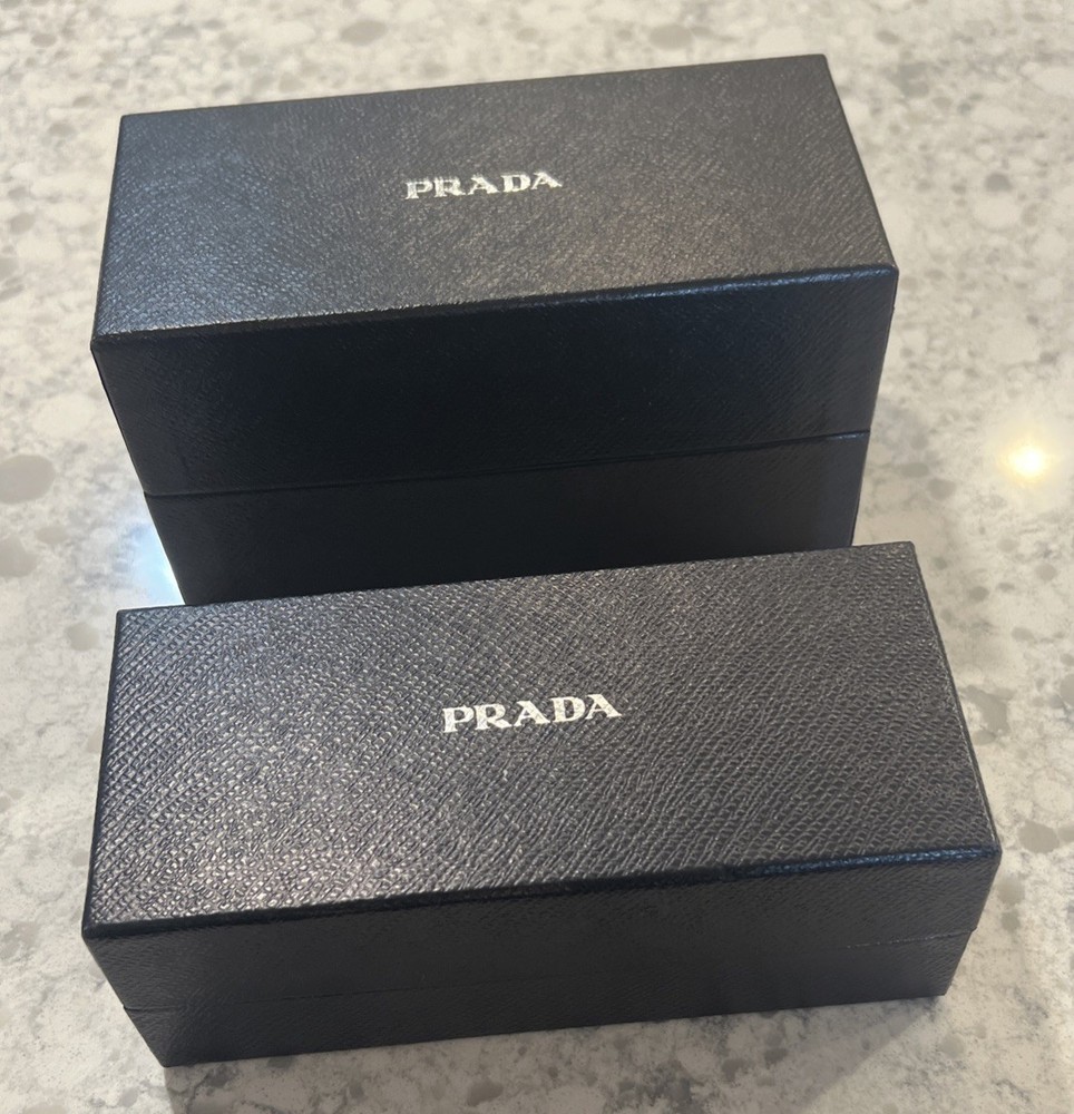 (2) PRADA Empty Black Sunglasses/Eyeglasses Gift Box. Preowned VG Condition.