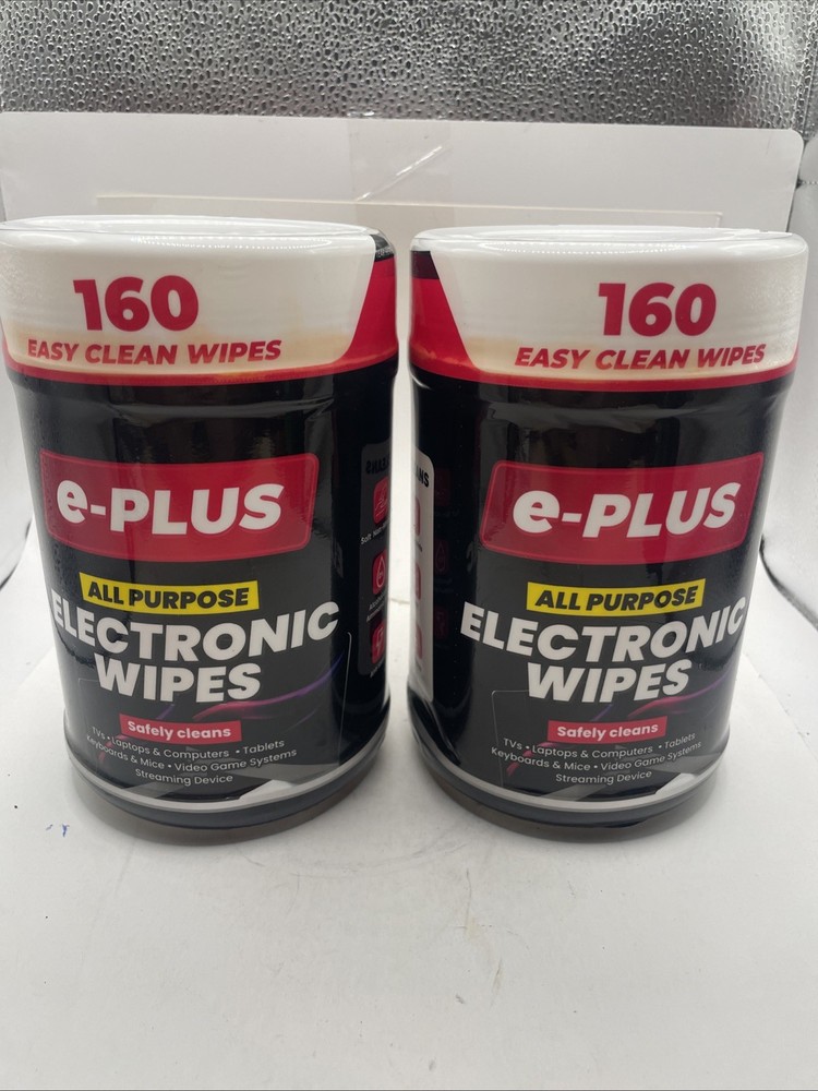 E-Plus - Electronic Wipes - 160 Count Per Container  Easy Fast Cleaning - 2 Pack