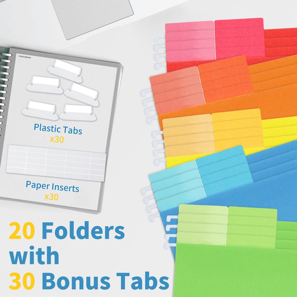 Classification Hanging File Folders with 2 Dividers, Letter Size Colored Clas...