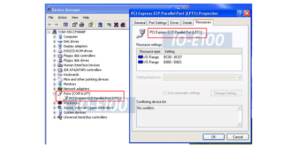 High-Speed PCI Express Parallel Port Printer I/O Card