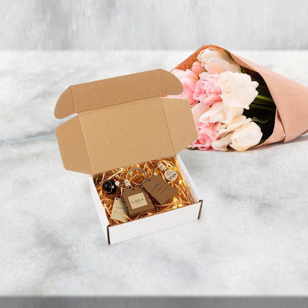RLAVBL 75 Pack 6x4x2 Small Shipping Boxes, White inches,