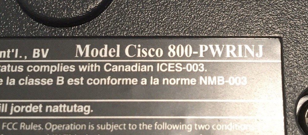 Cisco Systems Model 800-PWRINJ Router
