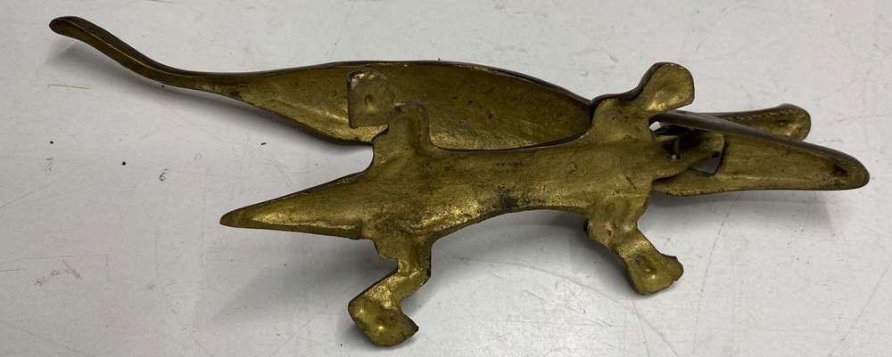 Vintage Brass ALLIGATOR Nutshell Cracker 9 1/2" Long
