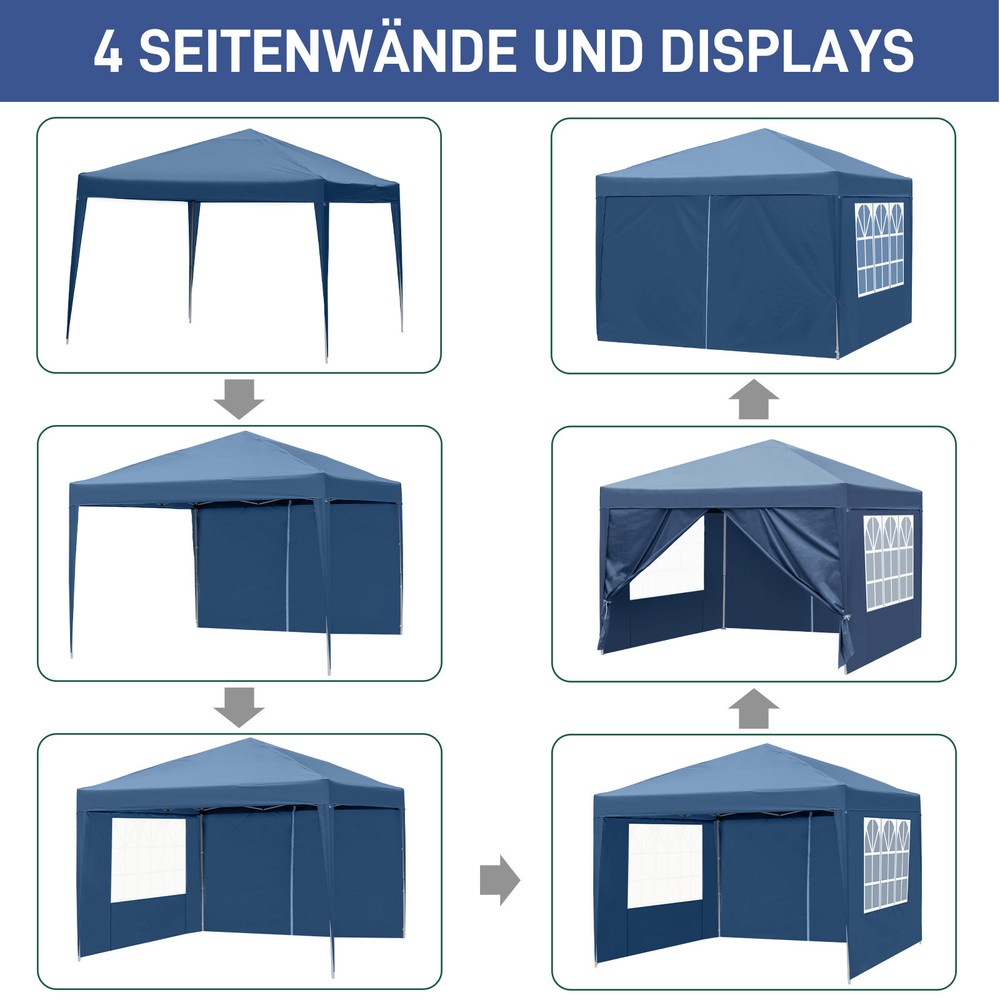 3 x3m Two Doors & Two Windows Practical Waterproof Right-Angle Folding Tent Blue
