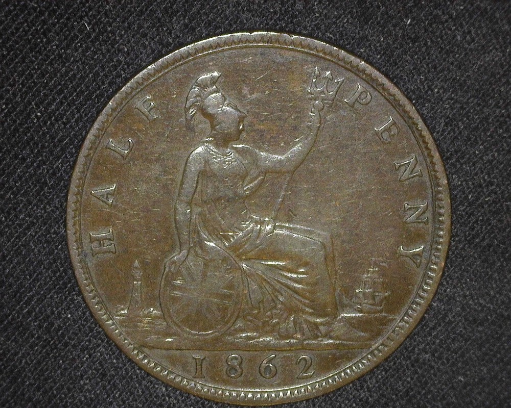 GREAT BRITAIN 1862 HALF-PENNY KM748.2 EXTREMELY FINE ~F04