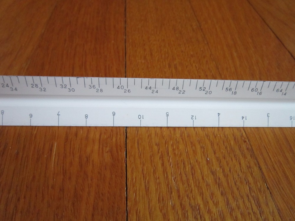 Vtg Charvoz 12" Architect Drafting Ruler 3 Sided Triangular Plastic 30-1201 Case