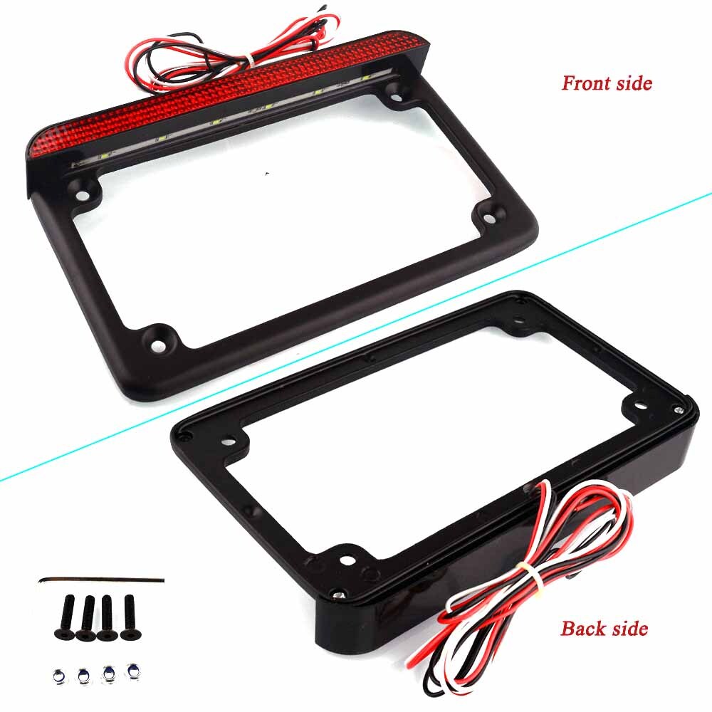 Motorcycle 4"*7" led Reflector License Number Plate Frame Holder Bracket