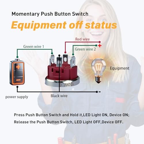 15Amp momentary Push Button Switch，(0.866") 12V-24V Push Button 22mm Blue