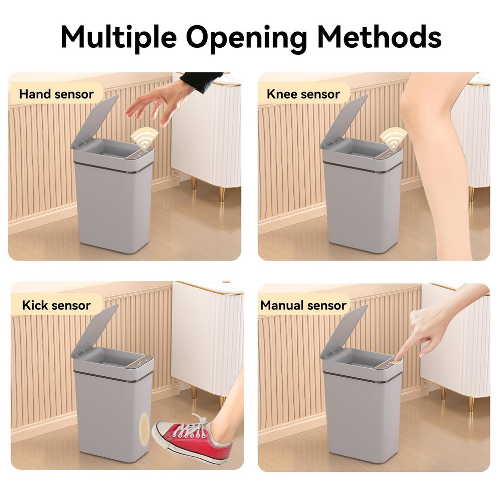 3 Pack Bathroom Trash Can 2.6 Gallon Small Touchless Automatic Motion Sensor ...