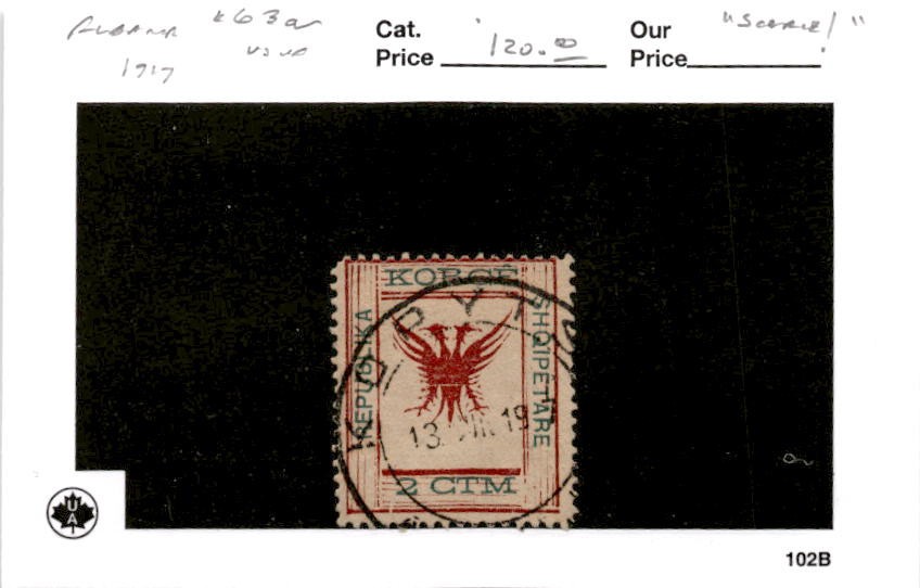 Albania, Postage Stamp, #63a Used, 1917 Bird