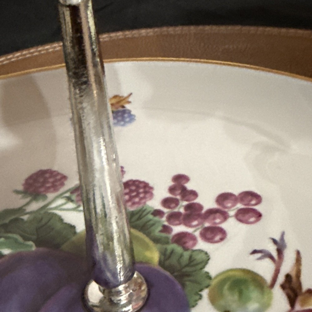 Vintage Snack Tray Two-Tier With Handle, Fruit Motif Great Spring Table Setting