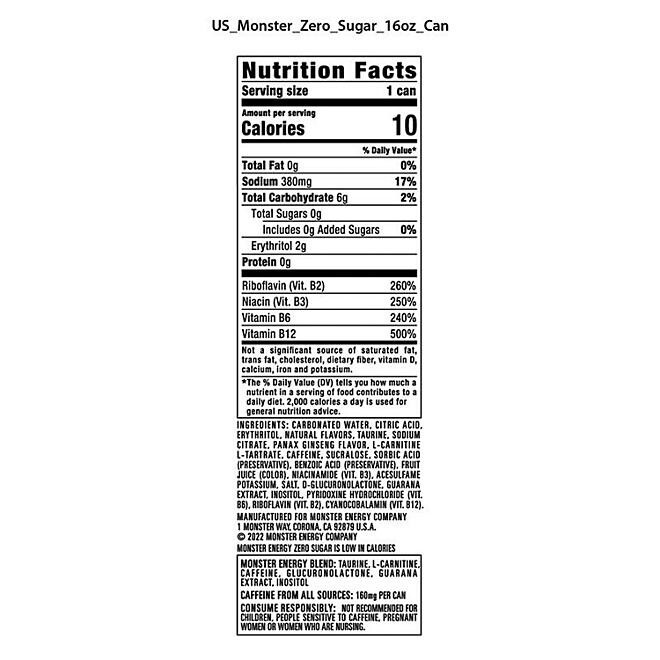 Monster Energy Zero Sugar (16 oz., 24 pk.)