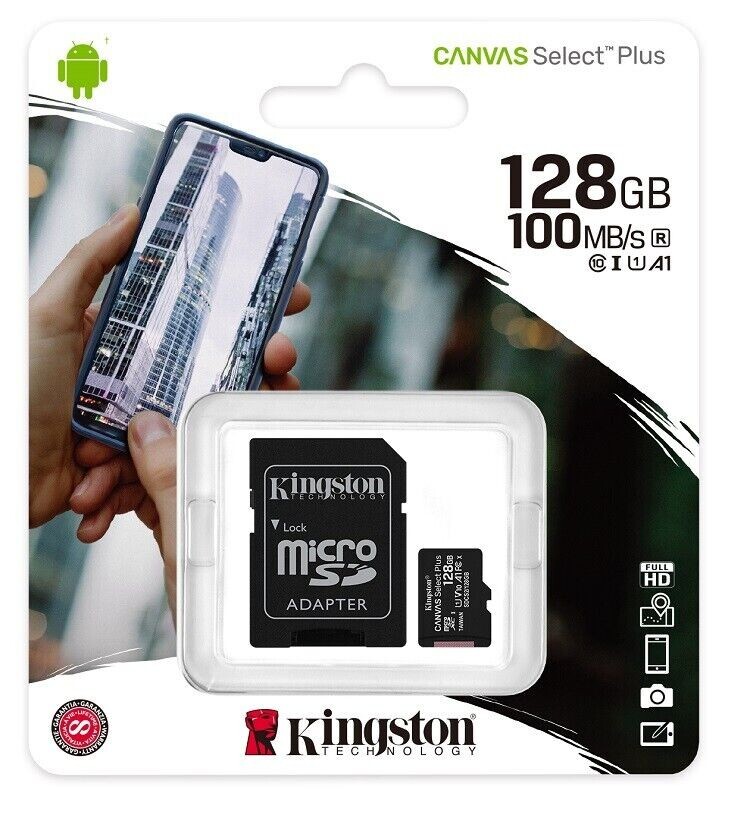 Kingston microSDXC Canvas Select Plus 100MB/s Read A1 Class 10 UHS-I 128GB