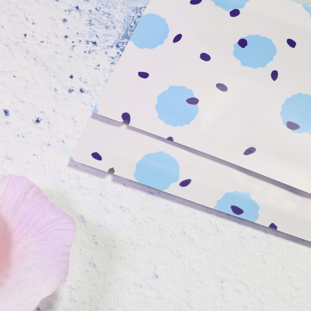 Flat Matte Blue Patterned Design Open-Top Heat-Sealable Packaging Pouches