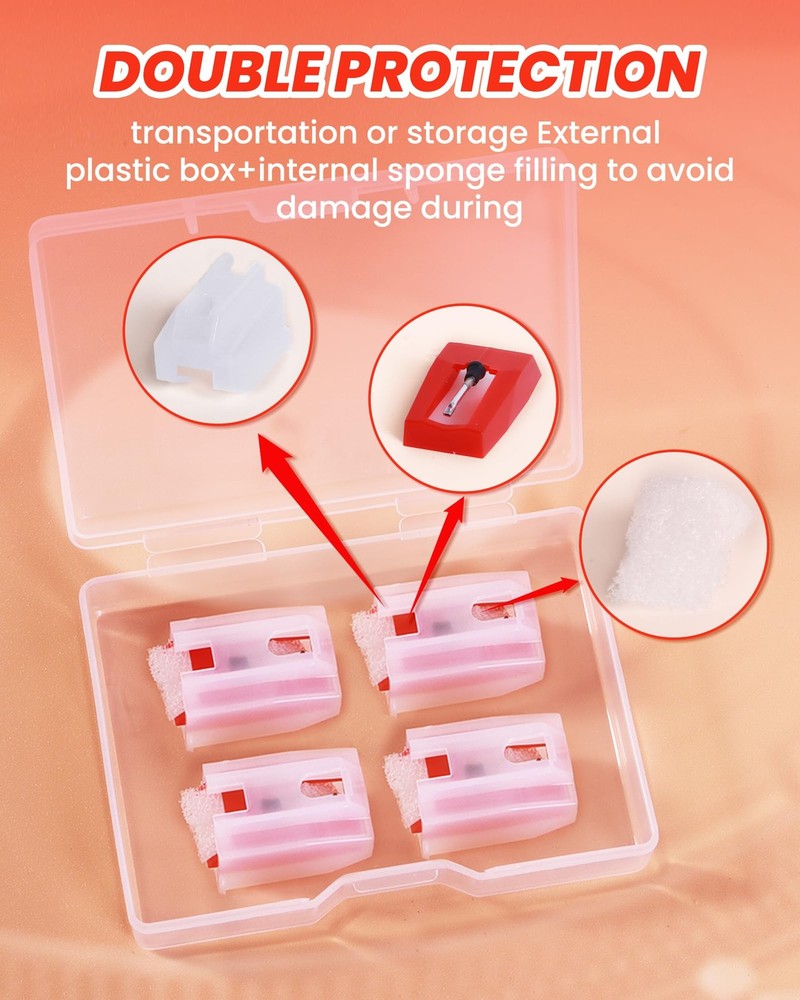 4 Pack Record Player Needle Replacement, Vinyl Needle, Easy to...