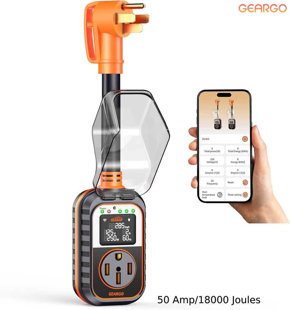 RV Surge Protector 50 Amp/RV Circuit Analyzer(18000 J) W/LED Display App Control