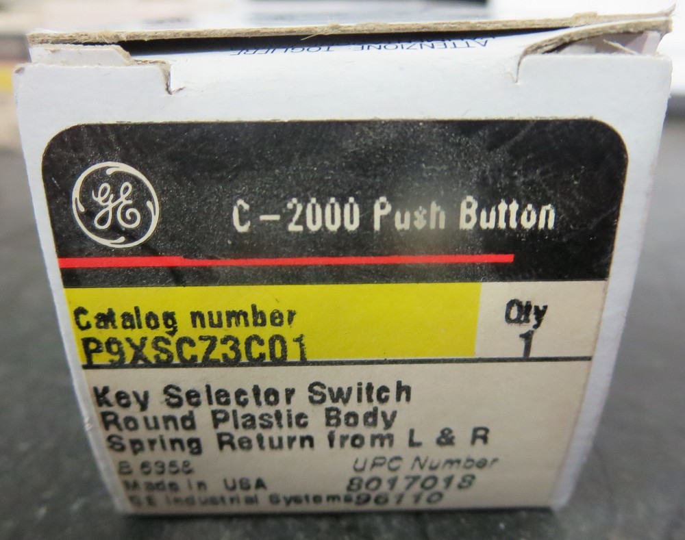 GE  P9XSCZ3C01 Pushbutton Key Selector Switch