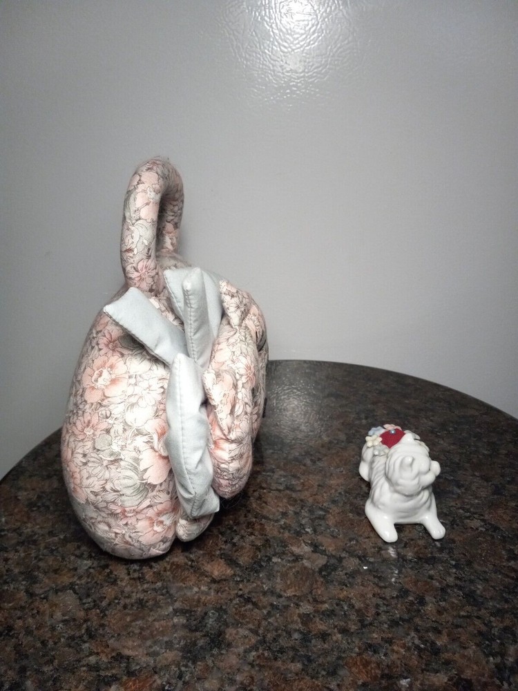 Vintage Fabric And Ceramic Cat Pin Cushions