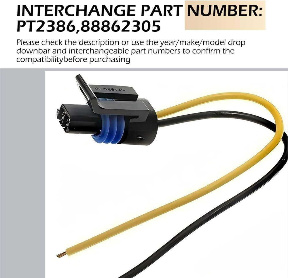 2 PCS PT2386 Multi-Purpose Pigtail Connector for Coolant Temperature Sensor and