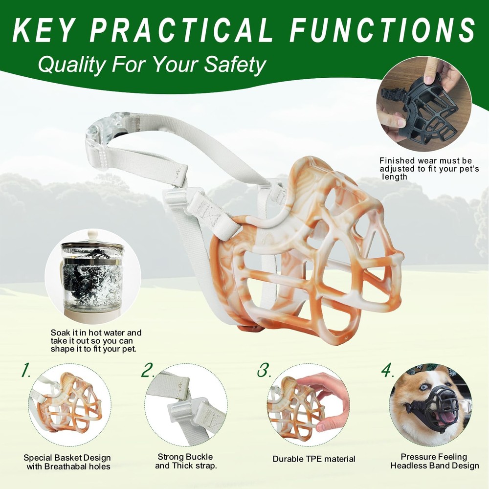 Dog Muzzle Basket Muzzle Anti Biting Chewing Sturdy Lightweight Muzzle Allows...