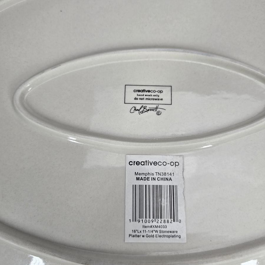 Creative Co-Op Stoneware Platter Large Plate Oval Christmas Tree Ornaments