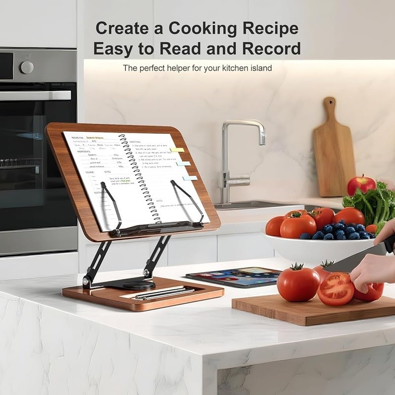 360° Adjustable Reading Rest W/ Storage Compartment Laptops Cookbooks Tablets US