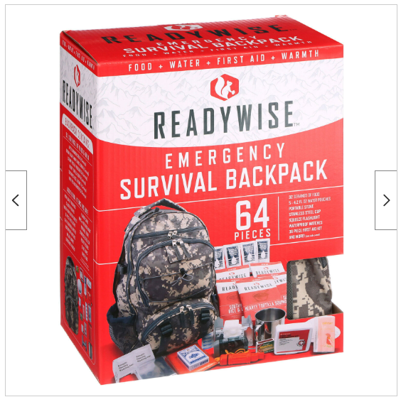 ReadyWise 64 Piece Camo Emergency Survival Backpack New