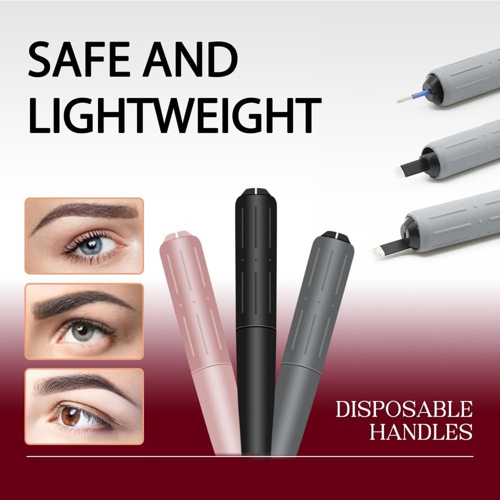 10Pcs Microblading Handles Disposable Manual Microblading Pen with Nano 18 U ...