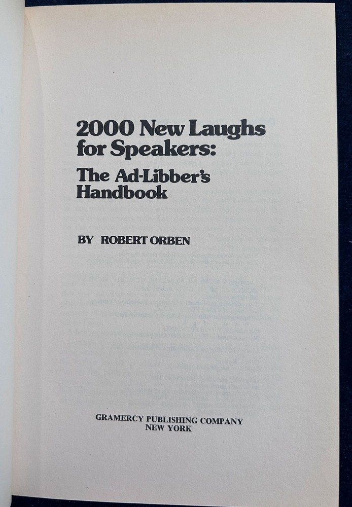 2000 New Laughs For Speakers (Robert Orben) -1966