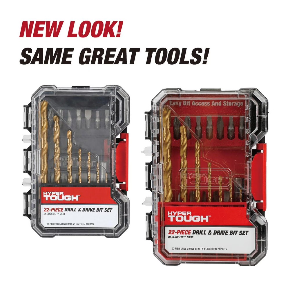 Hyper Tough 22-Piece Drill & Drive Set in Click Fit™ Case
